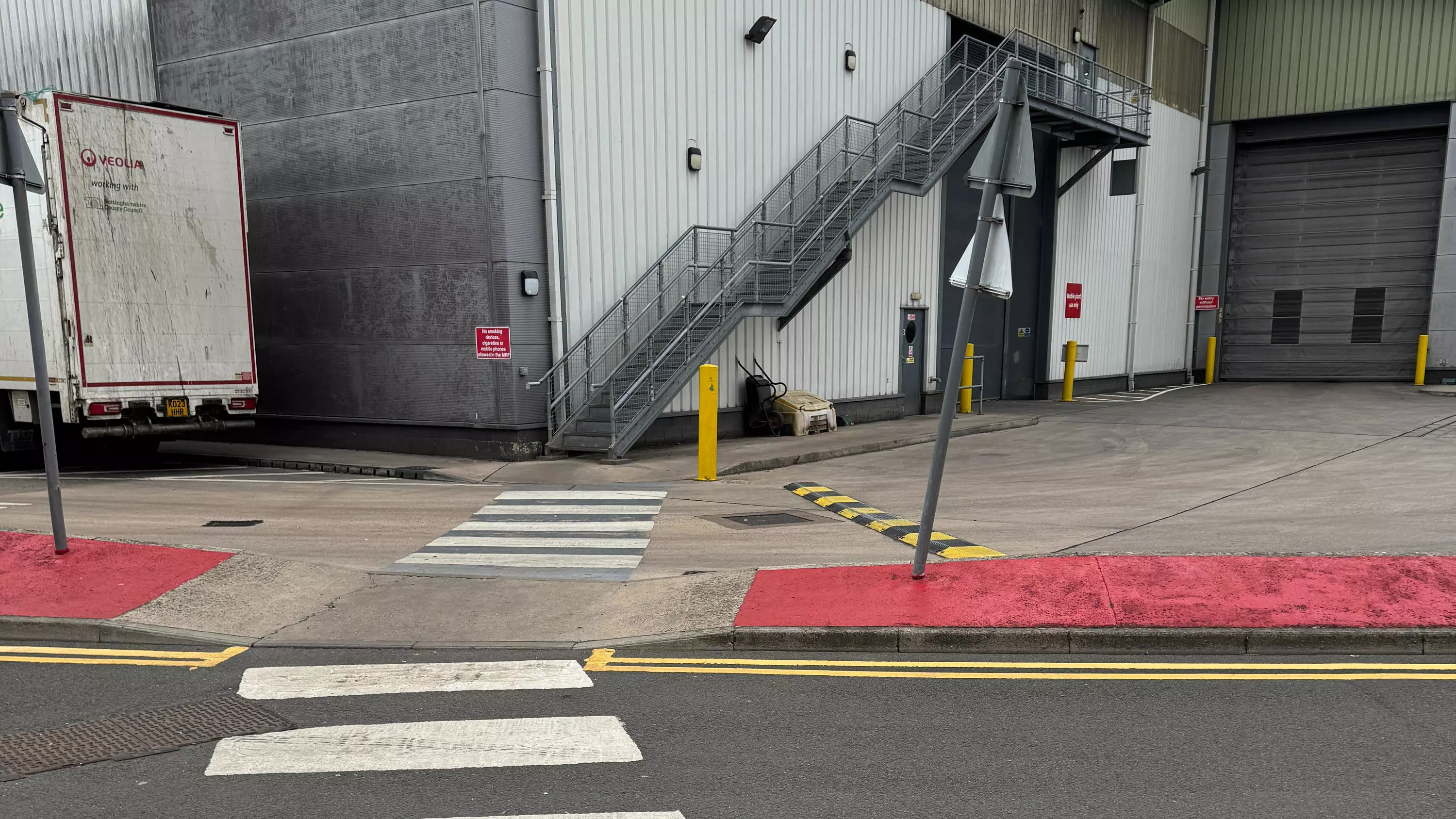 Pedestrian crossing and external staircase